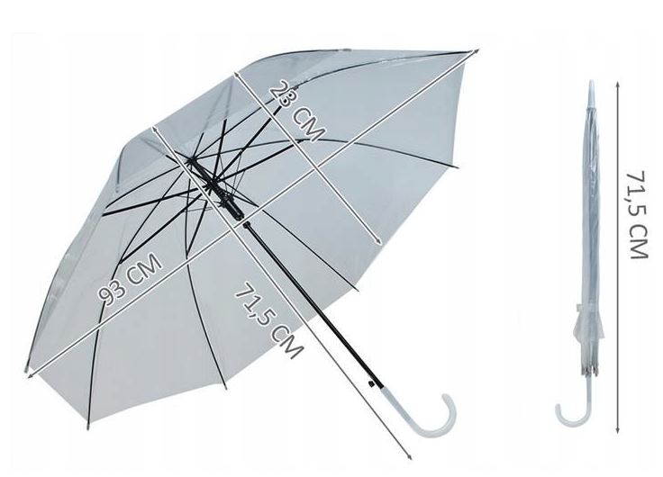 PRZEZROCZYSTA PARASOLKA AUTOMATYCZNA PARASOL ŚLUB Kolor biały
