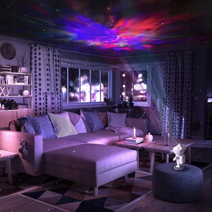 PROJEKTOR GWIAZD DLA DZIECI LAMPKA NOCNA LED DO POKOJU ASTRONAUTA PILOT 3w1 Długość/wysokość 23 cm