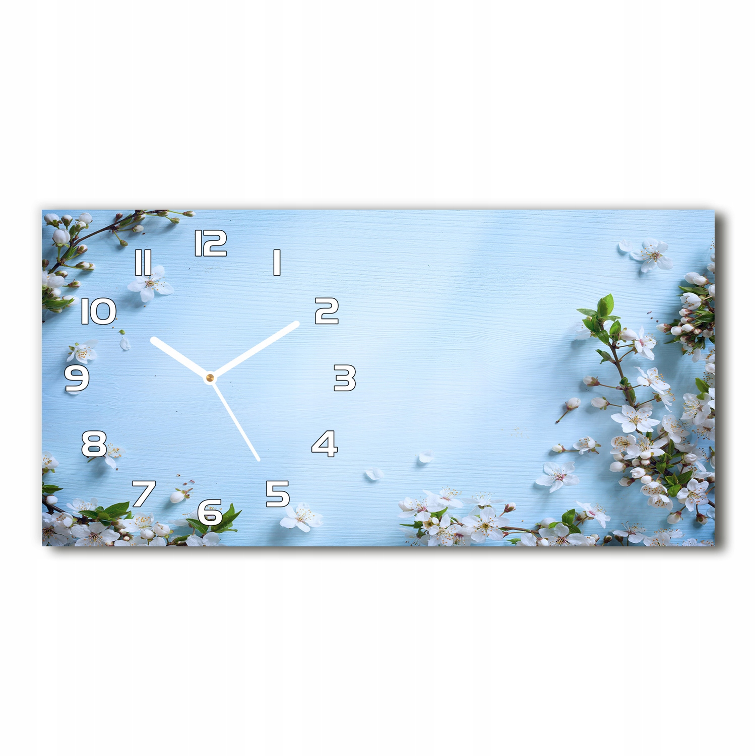 

Zegar ze szkła na ścianę Kwiaty wiśni tło 60x30 cm