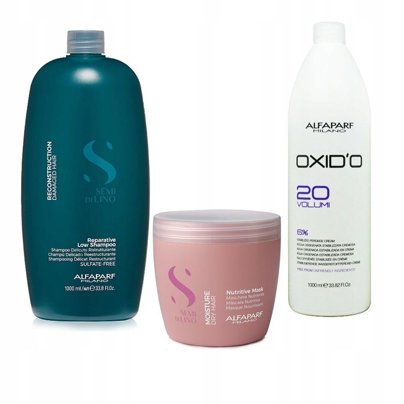 Alfaparf Semi Di Lino šampon 1000 ml maska 500 ml Oxido 6% oxidant 1 l