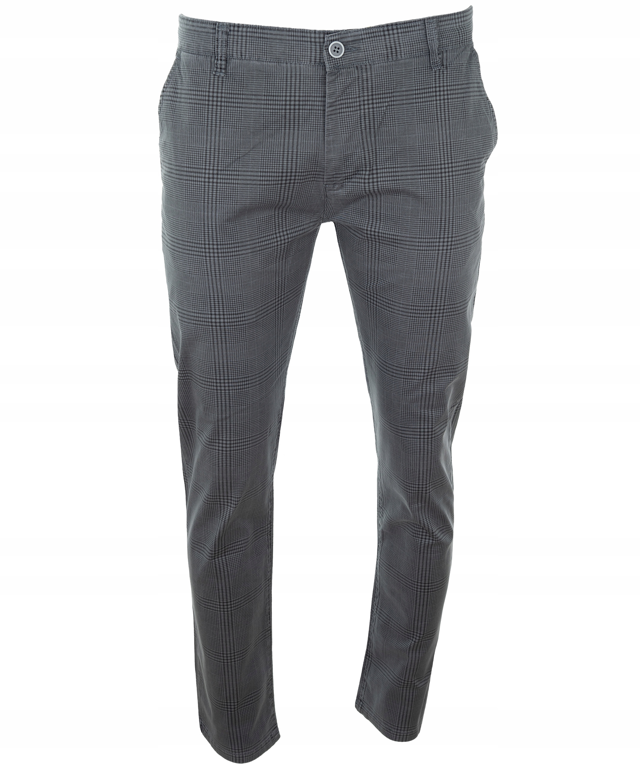 SPODNIE MĘSKIE LETNIE BAWEŁNIANE SZARE W KRATĘ WYGODNE STYLOWE W52 Kolor szary