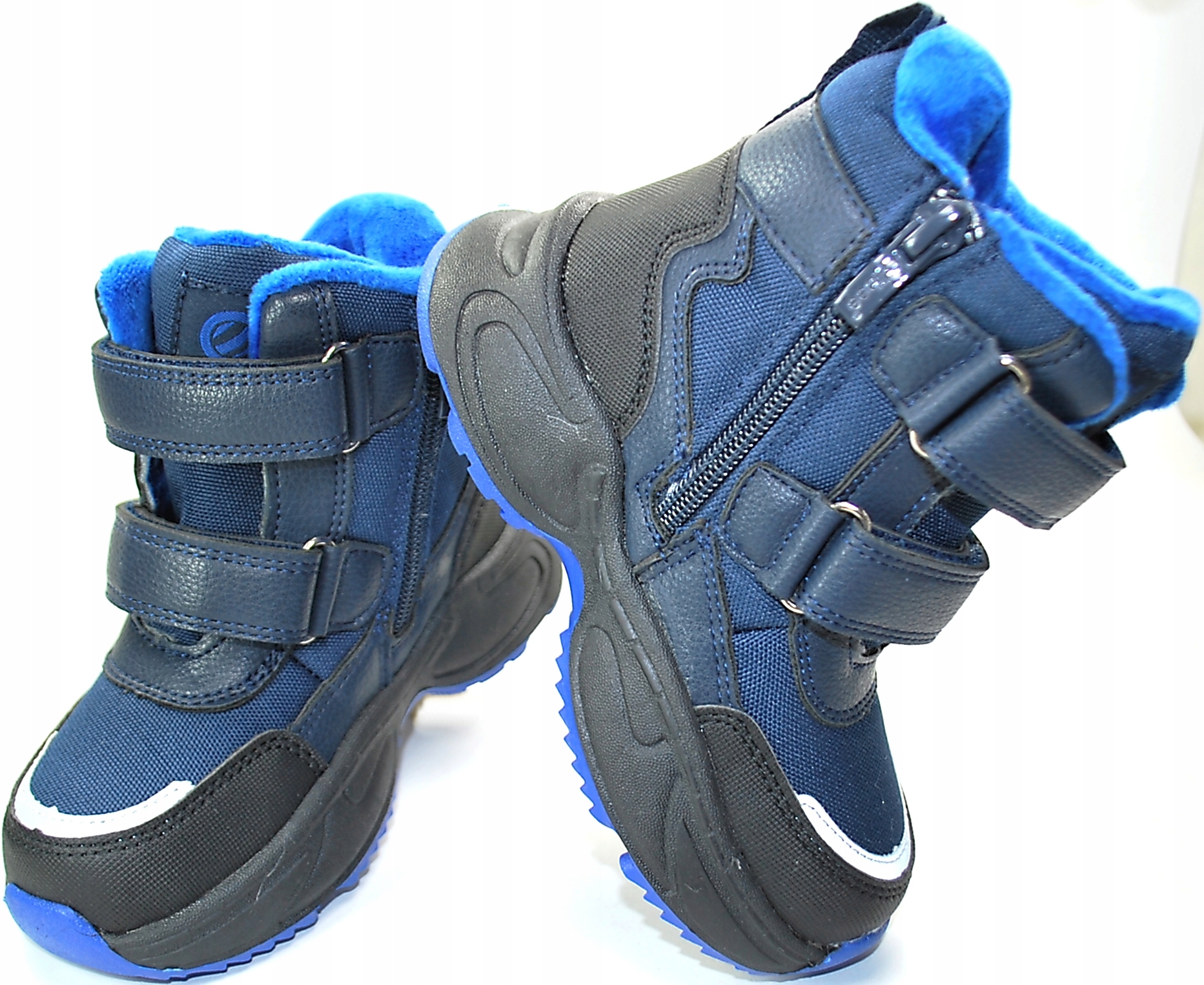 Темно-синие ботинки для мальчиков натуральный мех R 30 Герой нет