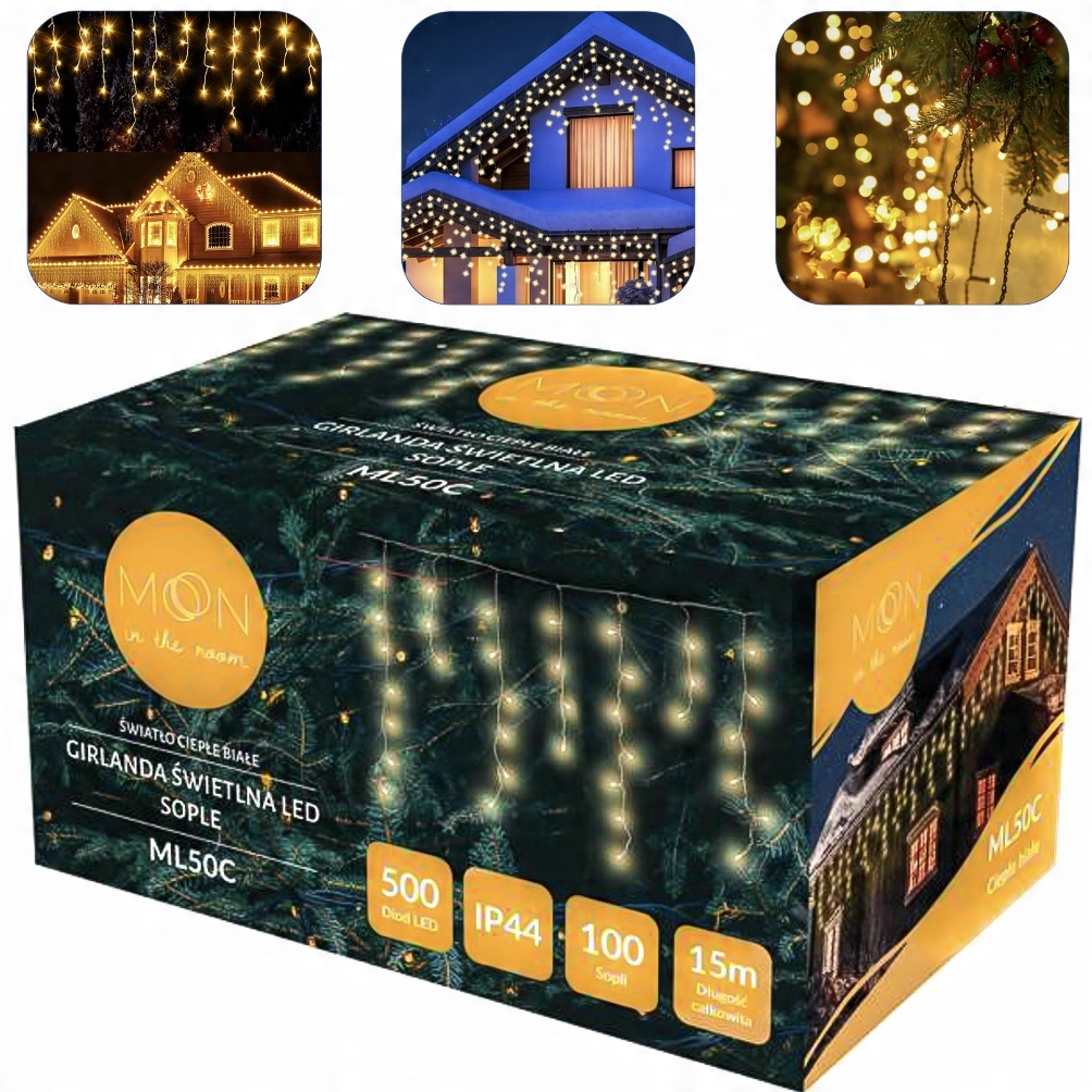 

Lampki Świąteczne Zewnętrzne Sople 500 Led 15m