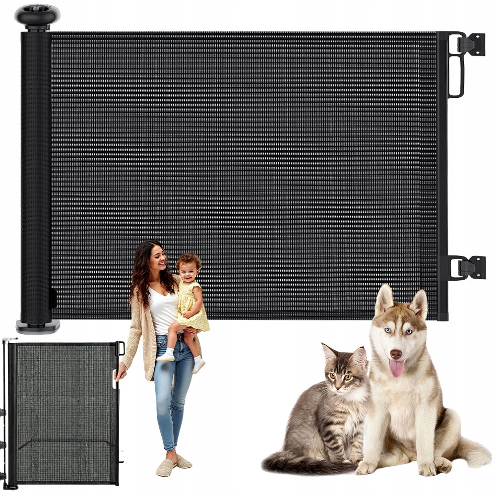 Bezpečnostní Brána 180 x 78 CM Na Schody Dveří Pro Děti Psa Rolovaná