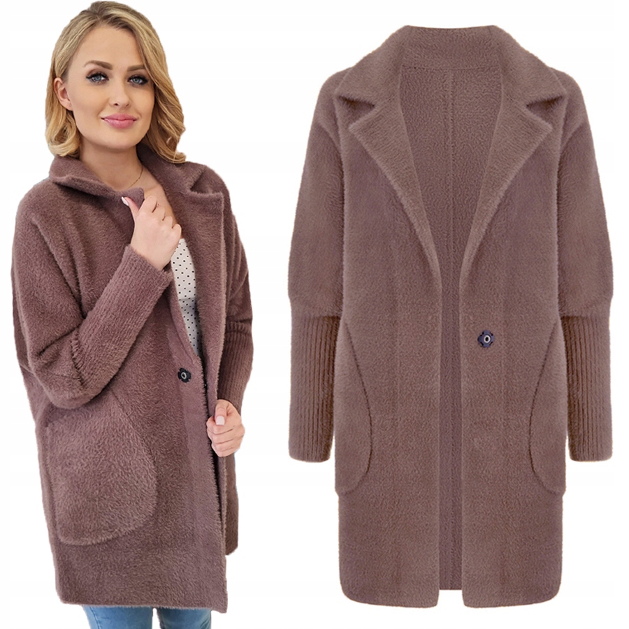 Alpaka Teplý Kabát Přehoz Vlna Barvy Cappuccino