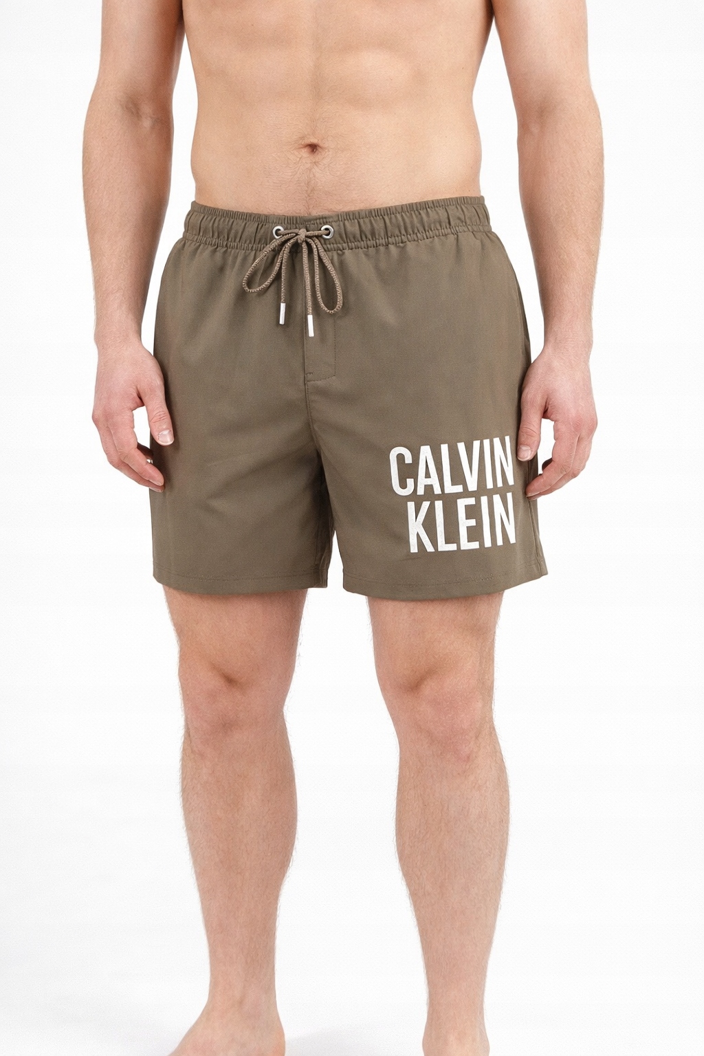 Calvin Klein Pánské Plavkové Kraťasy S Logem Hnědé M I4B