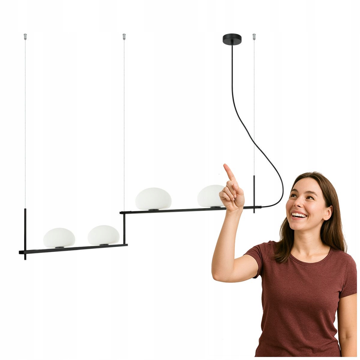 Závesná lampa Kernio PND-357784-BK+W Italux