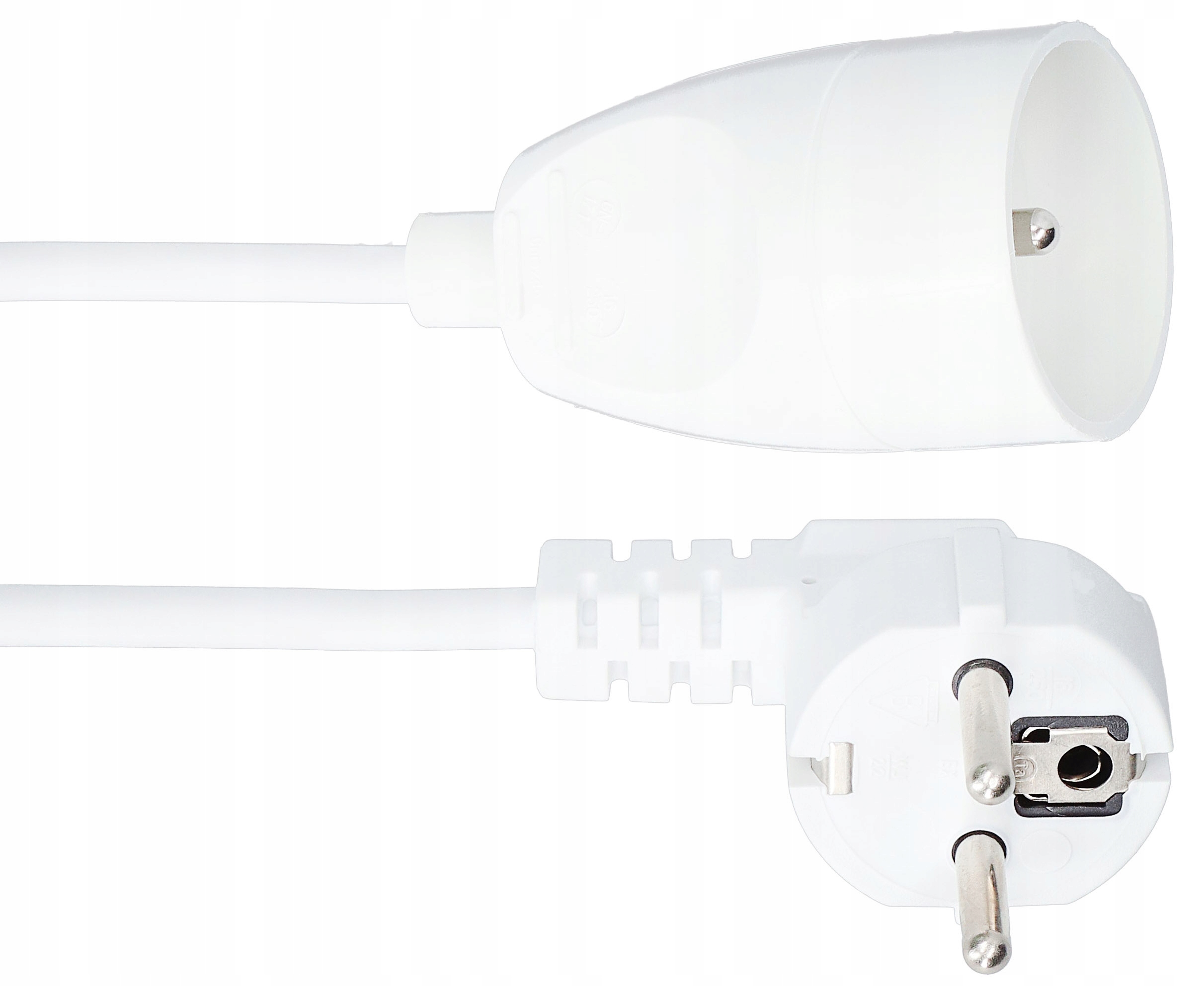 Przedłużacz pojedynczy z uziemieniem 1m biały Kolor biały