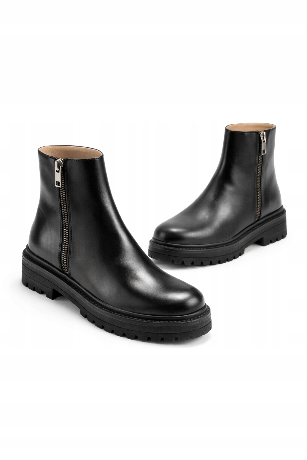 Černé Lakované Kotníkové Boty S Plochou Podrážkou 39 1I4A