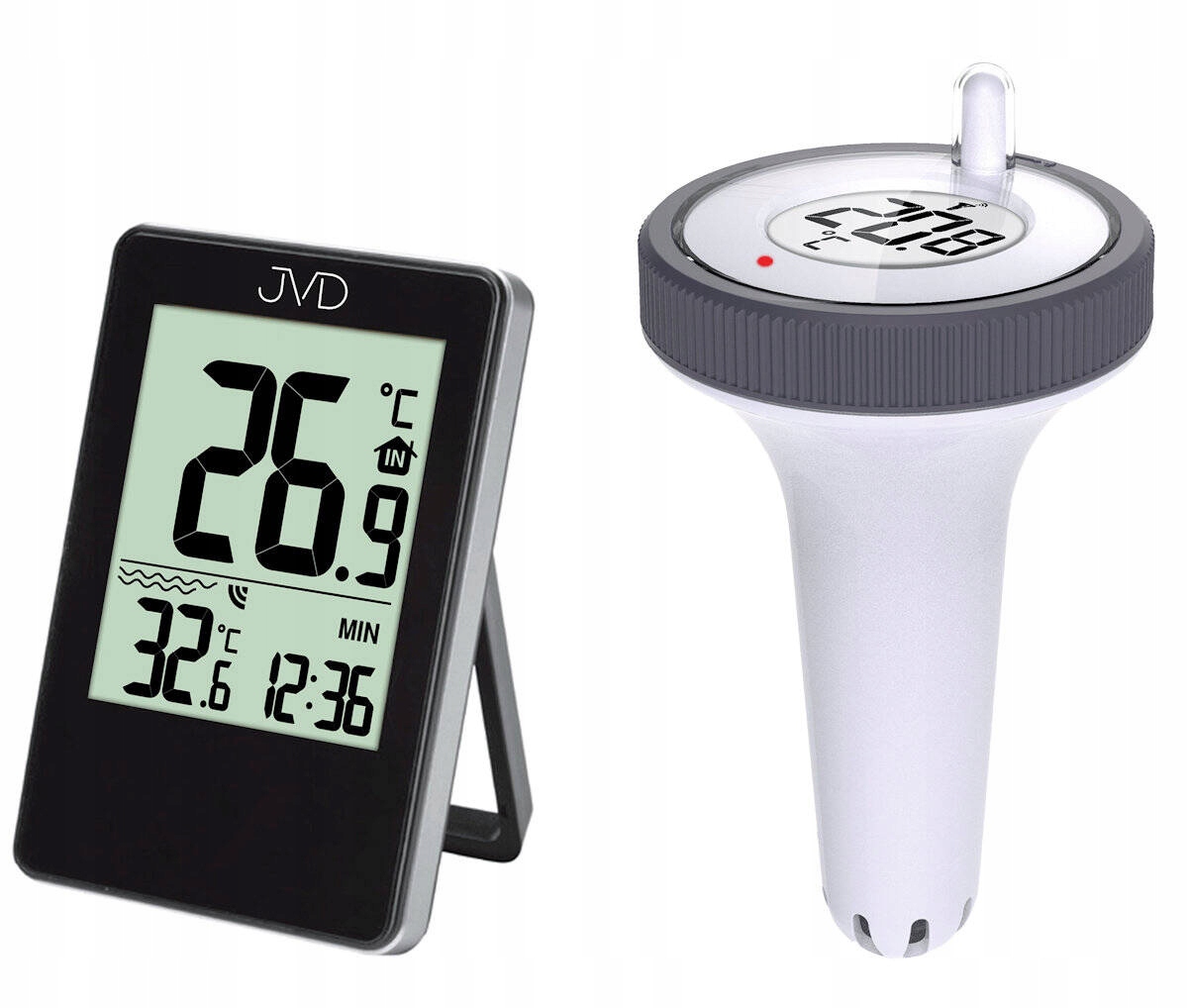 Černý Bazénový Teploměr, Hodiny Jvd T3351.2, Paměť Teploty