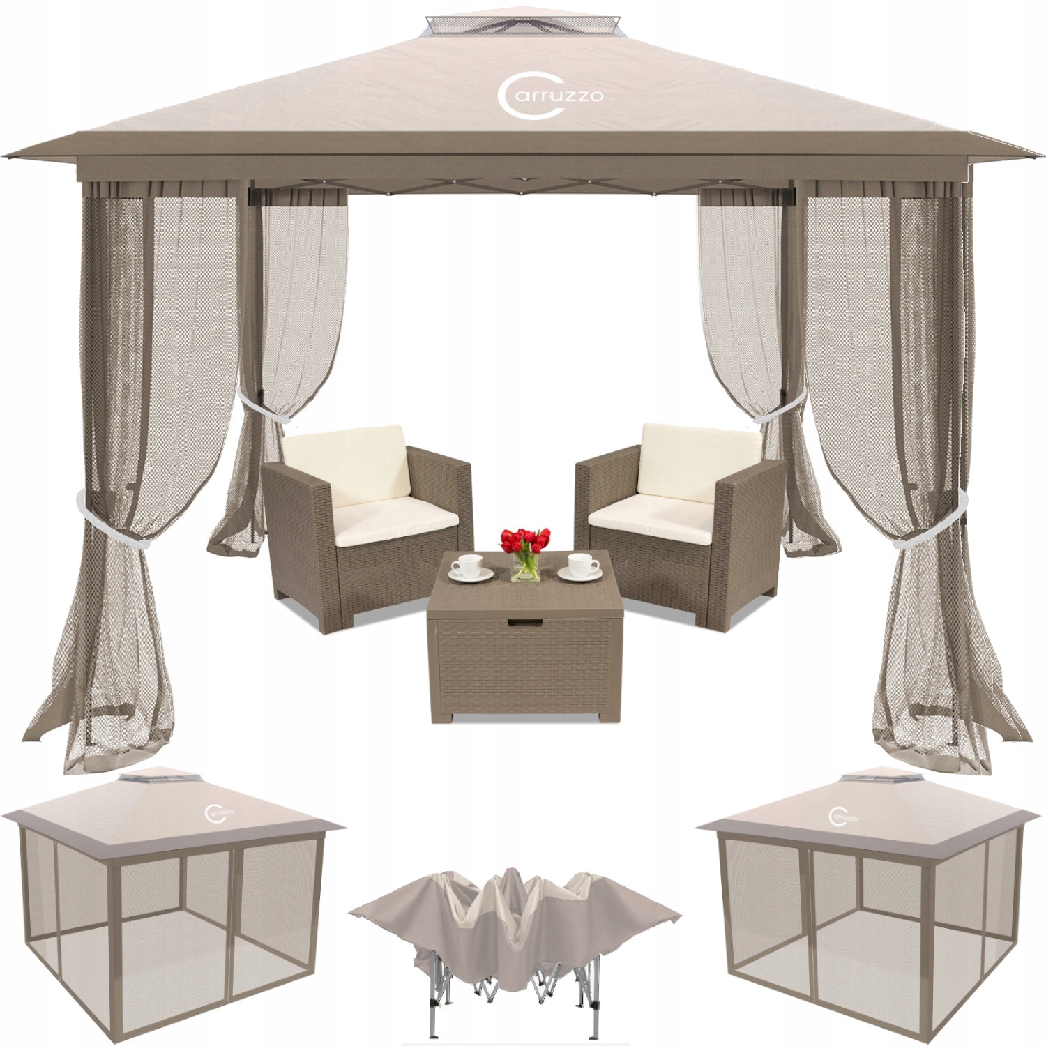 Namiot pawilon Ogrodowy 3X3 M Automat z moskitierą Imprezowy Handlowy Uv 50