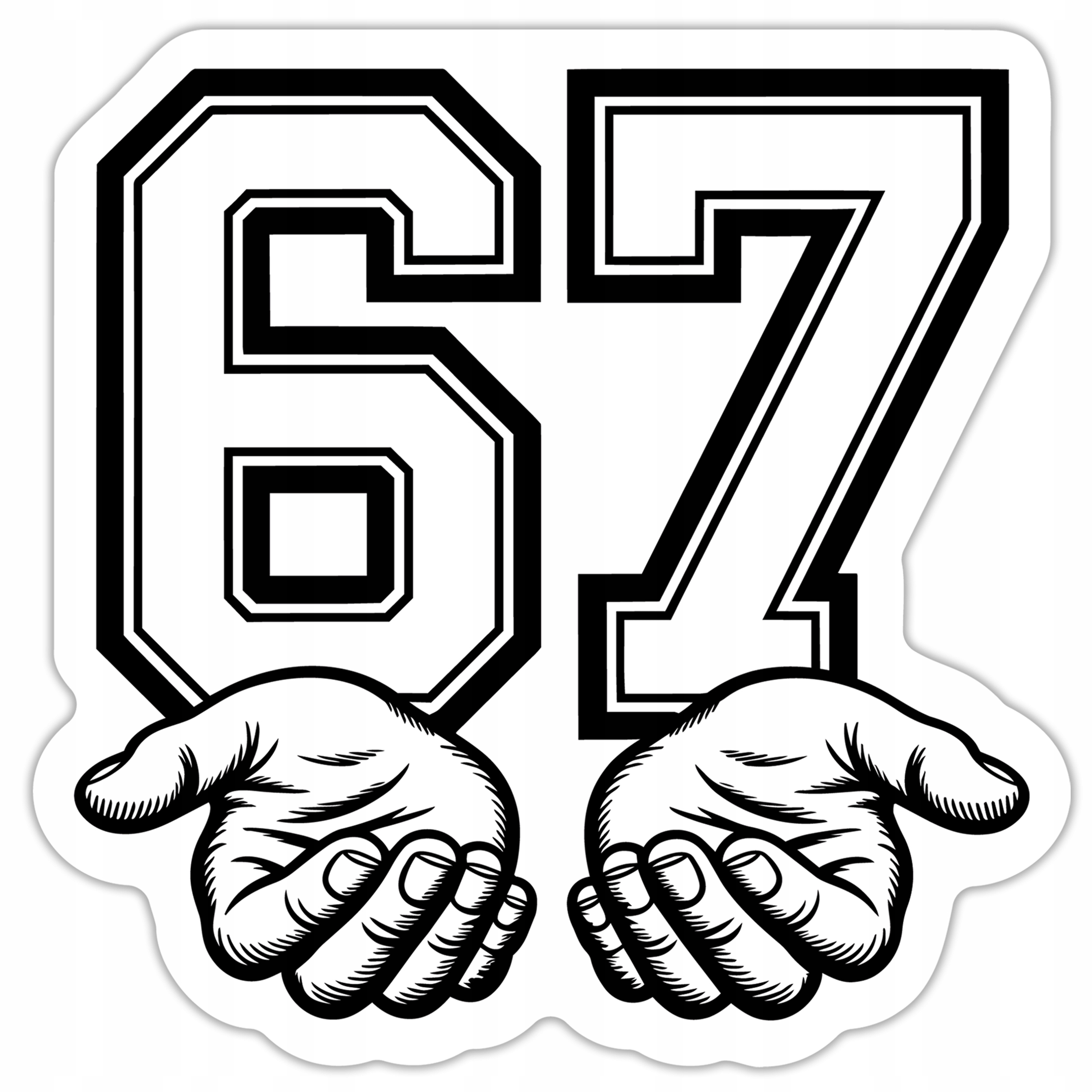 Naklejka six seven 67 dłonie brainrot viral wodoodporna auto laptop wlepka