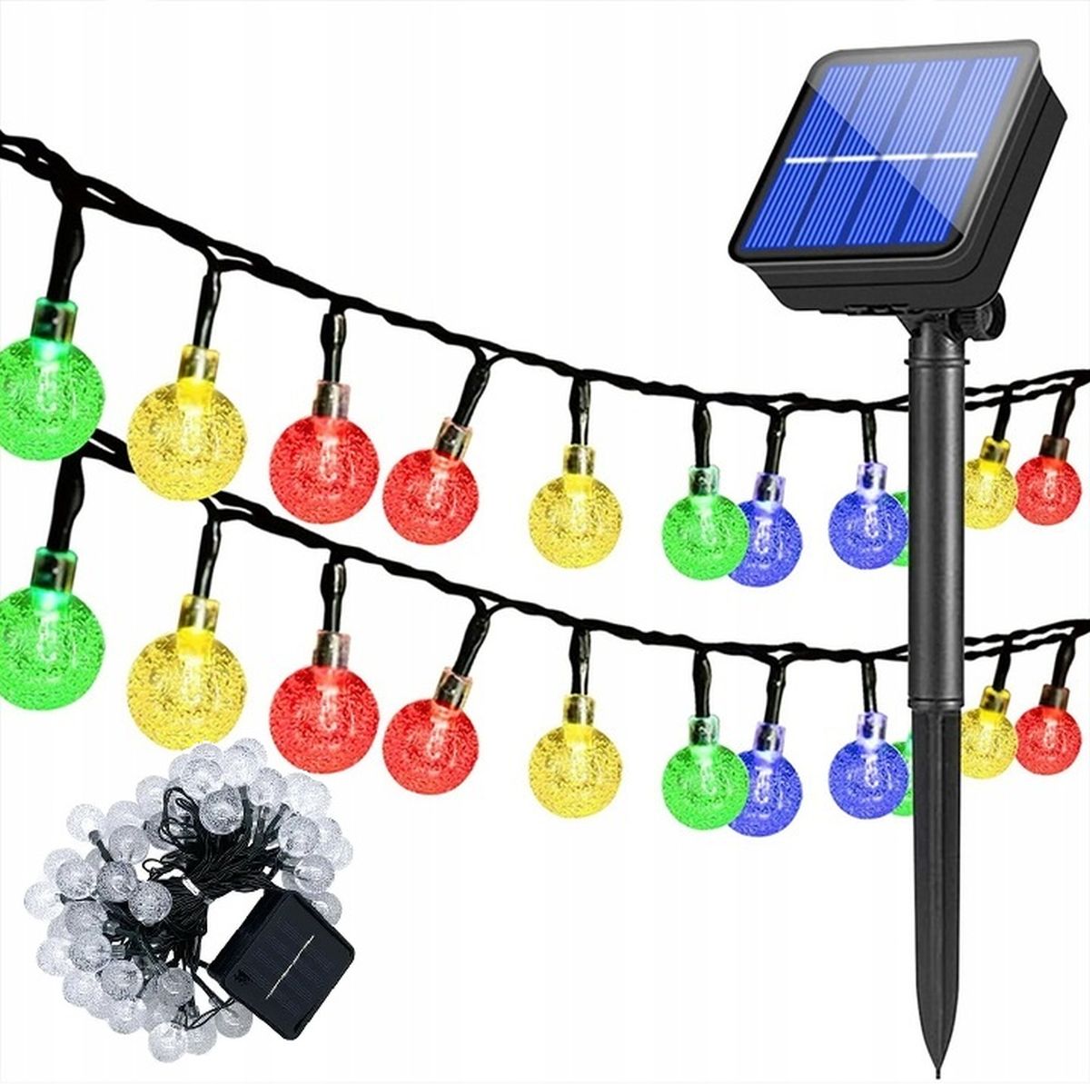 LAMPKI OGRODOWE GIRLANDA SOLARNA MULTIKOLOR 4,9M SASKA GARDEN