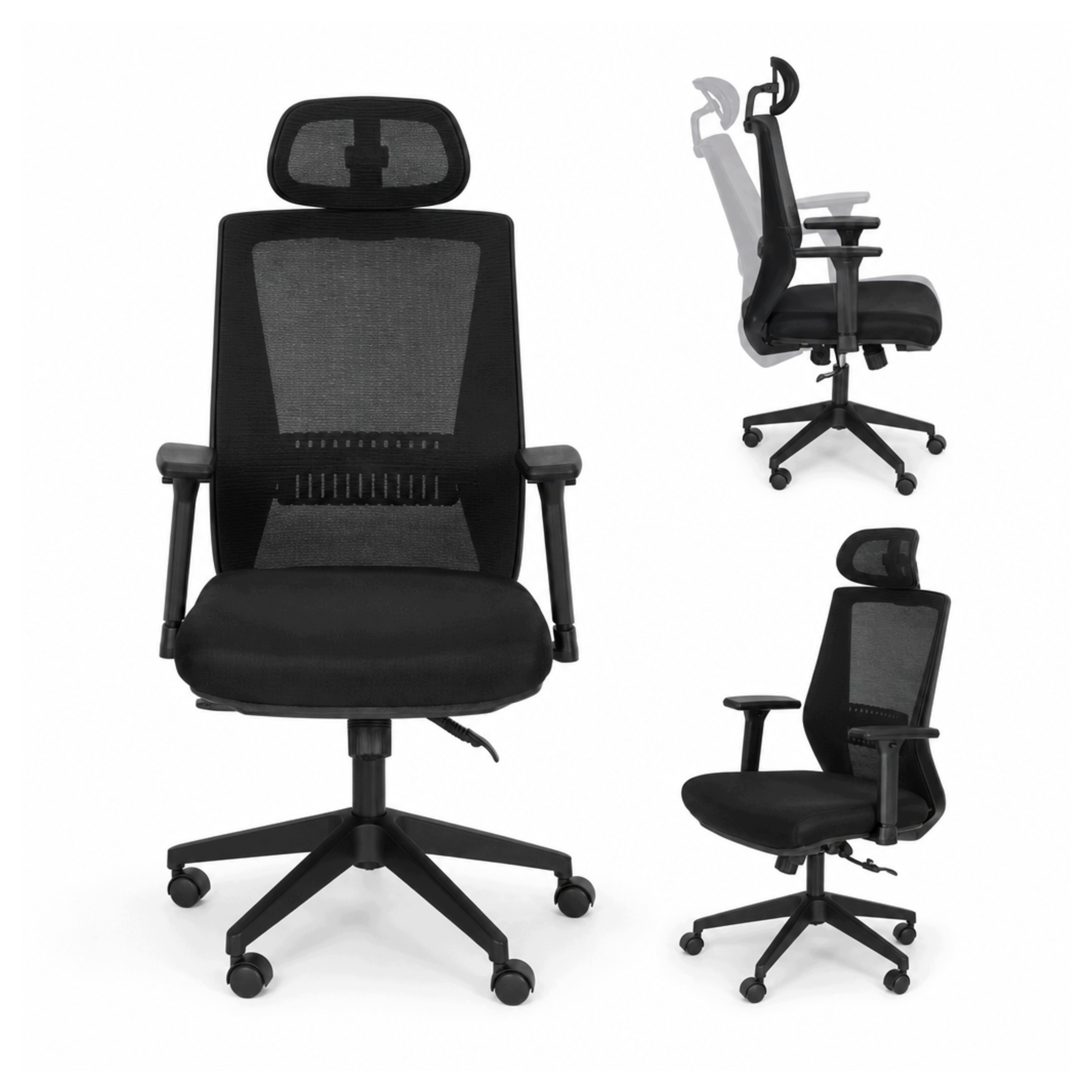 Kancelářská otočná židle Ergonomická regulace výšky Černá Modernhome