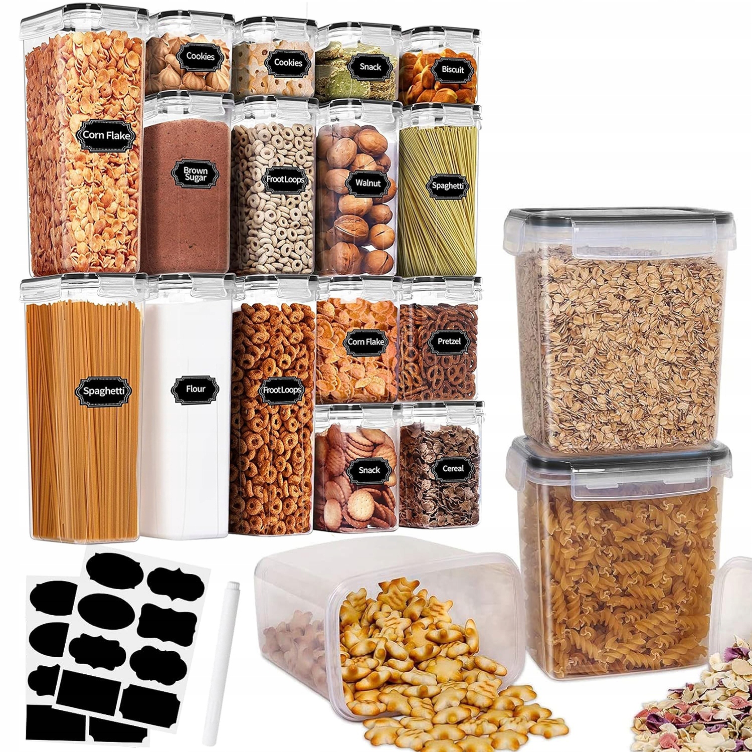 Nádoby na skladování potravin Plastové Na Obiloviny 2.8L 2L 1.4L 0.8L