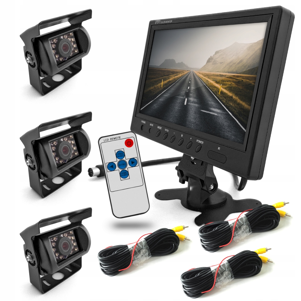 Monitor 9" 3x cúvacia kamera bez linky Bus Ir 3x kábel 10 m