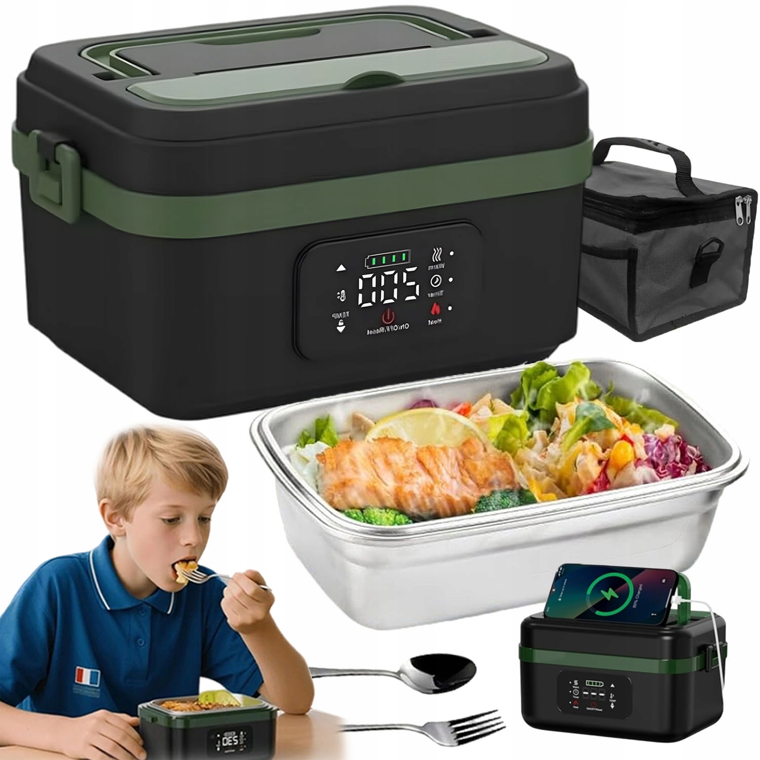 Elektricky Vyhřívaný Obědový Box S Termotaškou Vidlička Lžíce Nádoba