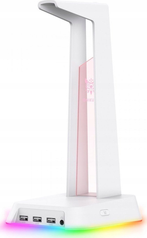 Stojak Gamingowy na Słuchawki z USB RGB Biały