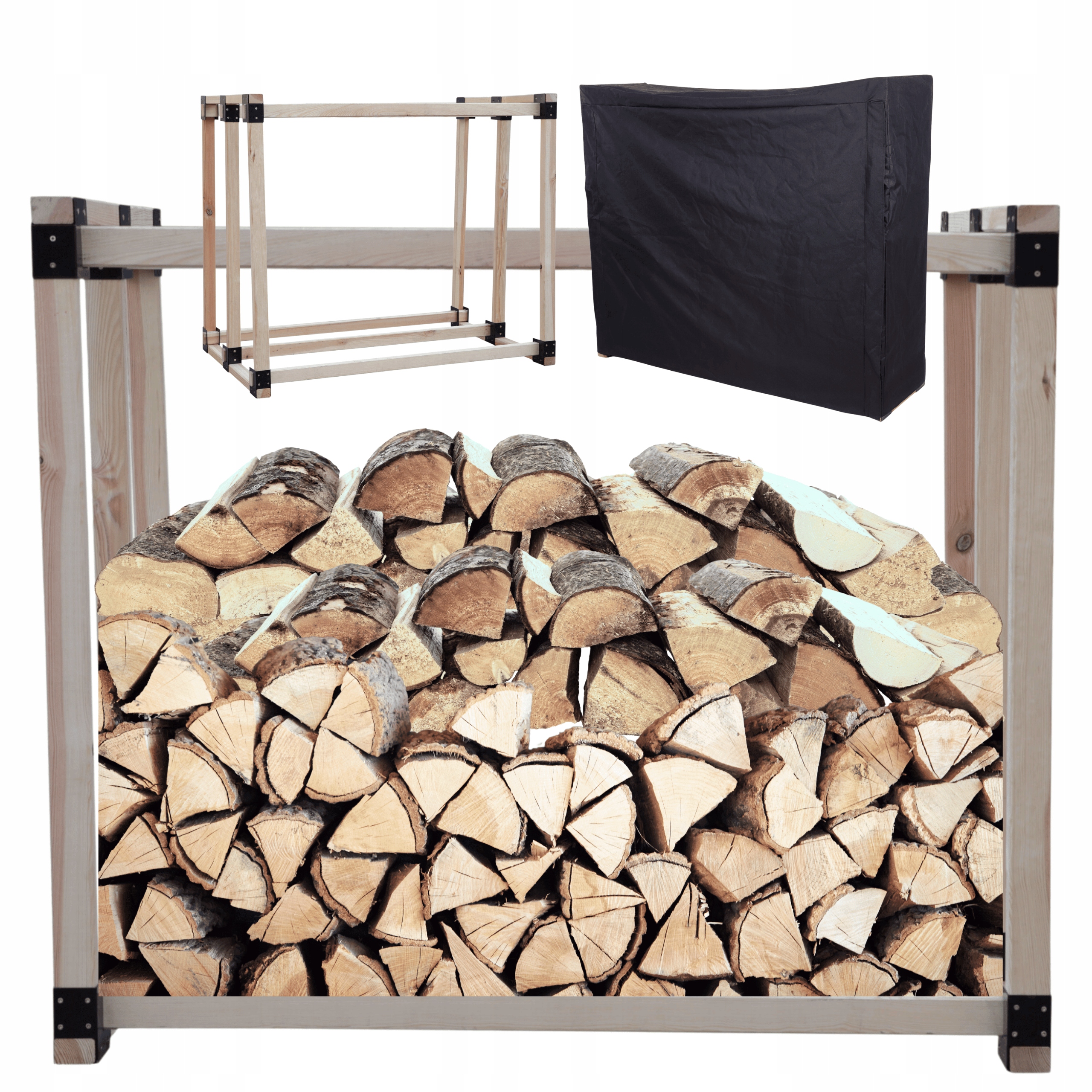 Stojan na krbové drevo prístrešok s krytom z dreva 1,1 m3 Eko Pevný