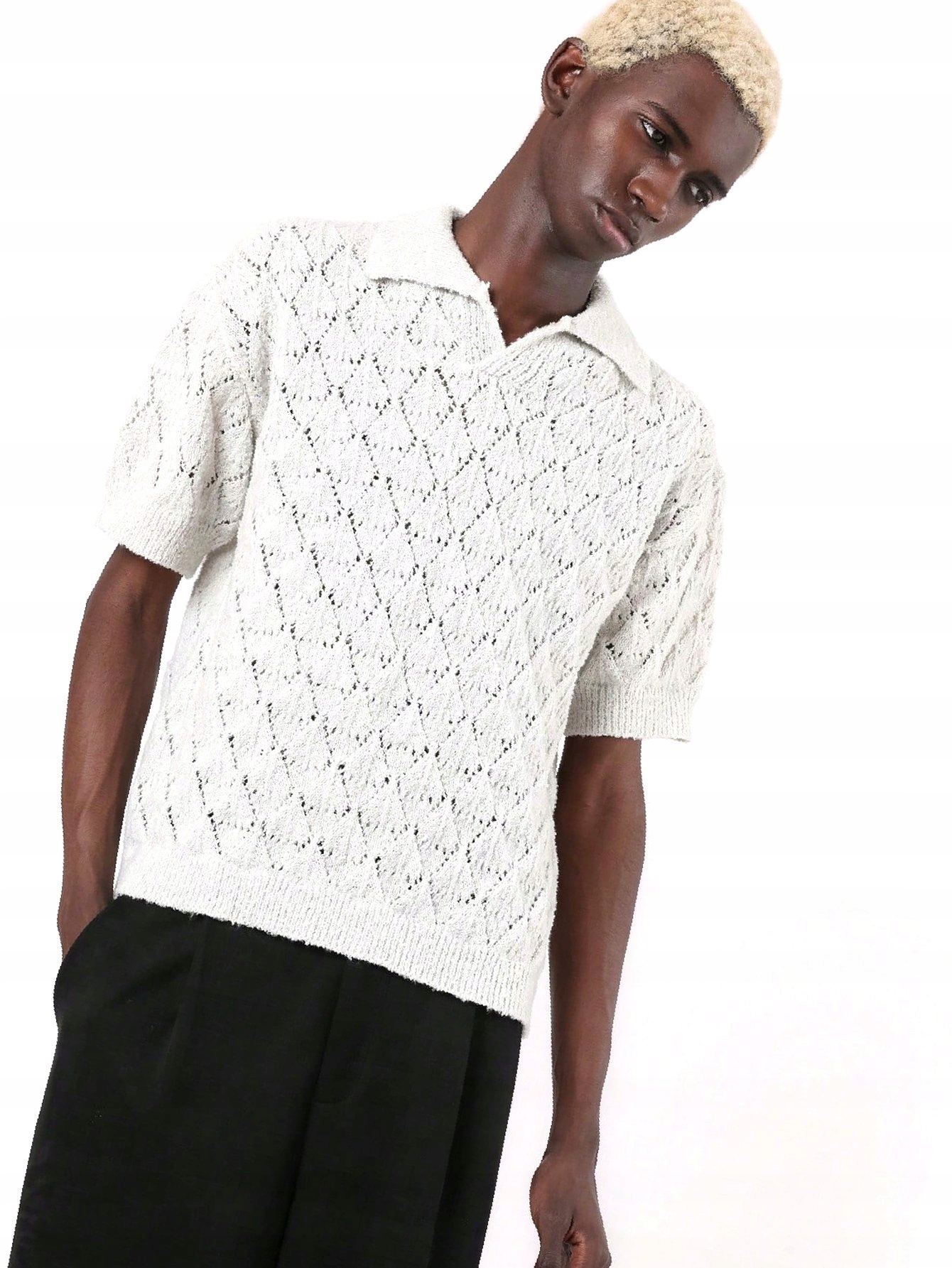 Pánský svetr na každý den Sumwon s kroužkem, krátký, šedý S