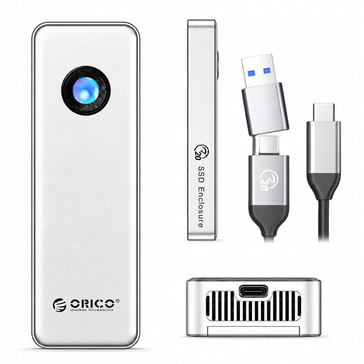 Orico Kapsička Na Disk M.2 Nvme Usb-c 3.2 20Gb/s Puzdro Disku 20Gbps 8TB
