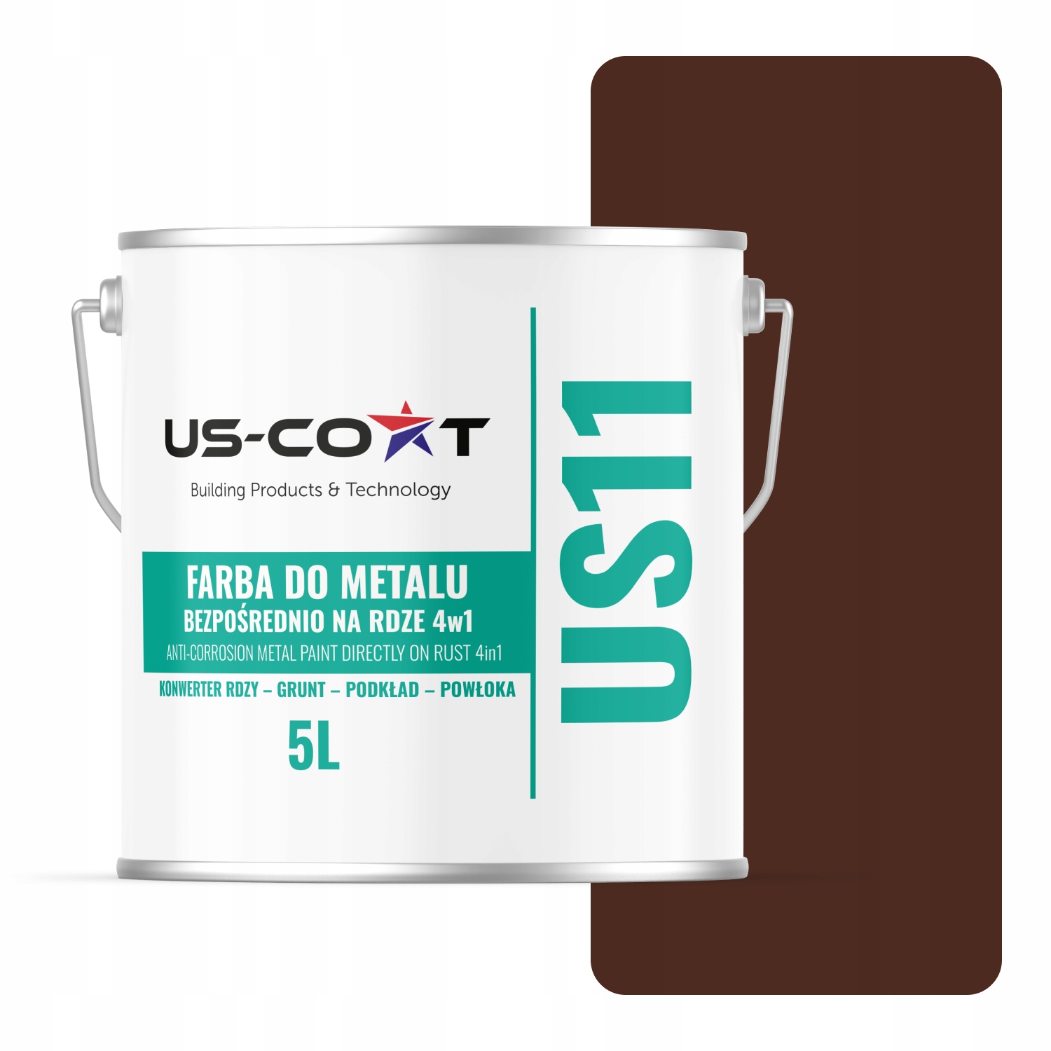 Farba Na Kov Na Hrdzu Plech Pozinkovaná 4v1 Bronzová Teplá RAL8016 Mat 5L