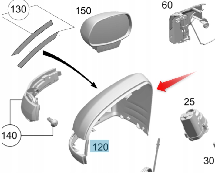 Kryt Zrcátka Mercedes C W205 Pro Lakování