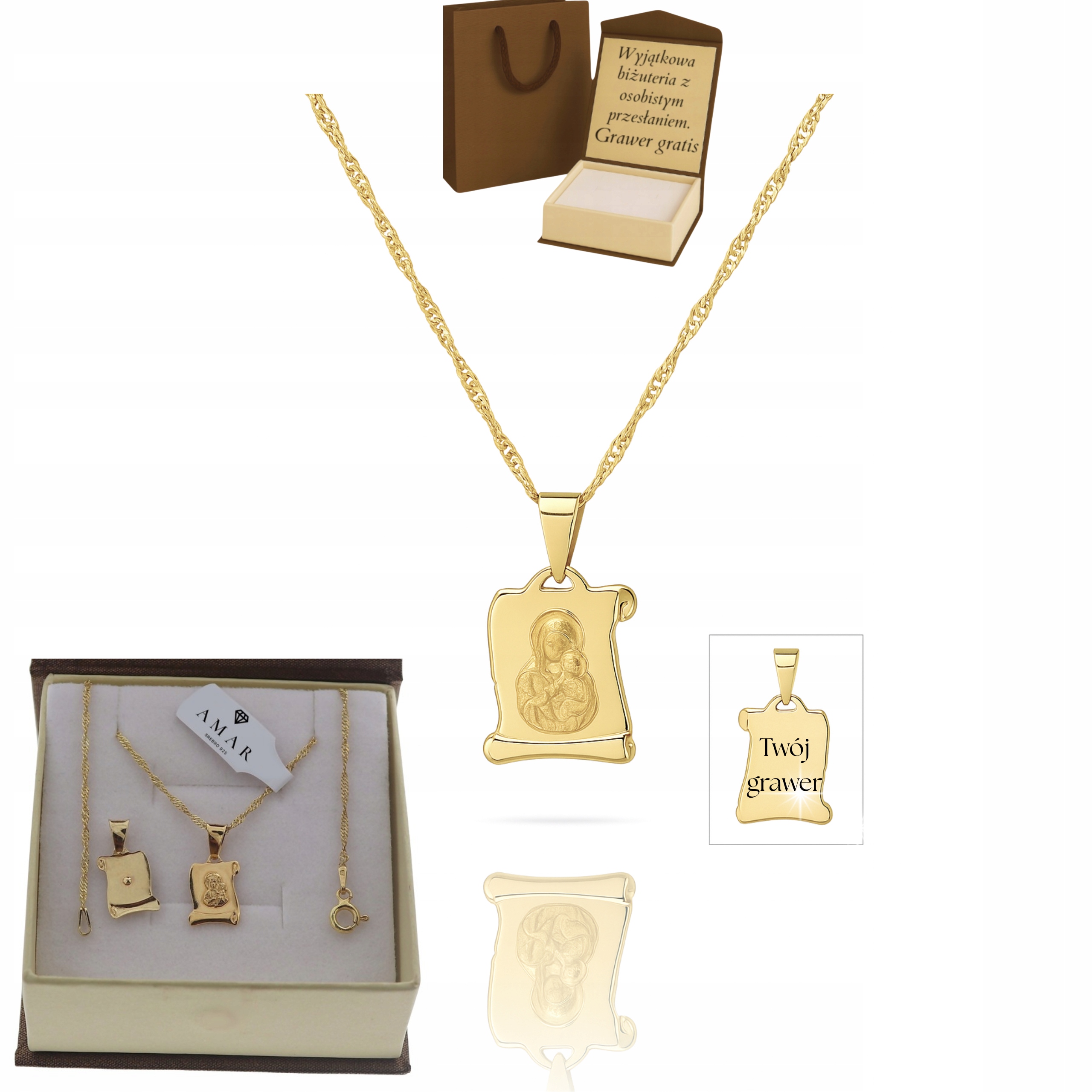 Dámský singapurský Řetízek s přívěskem 585 925, Gravírování Bonus