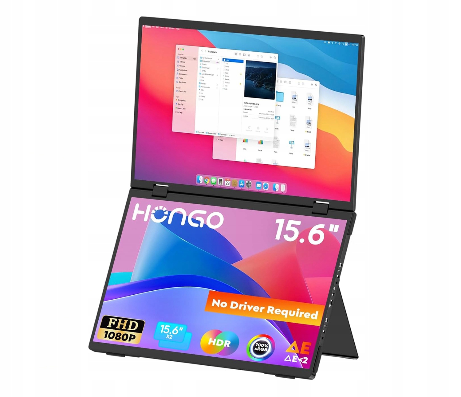 Hongo S156A01D Dvojitý prenosný monitor 15,6" Fhd 1080p Usb-c Ips 360°