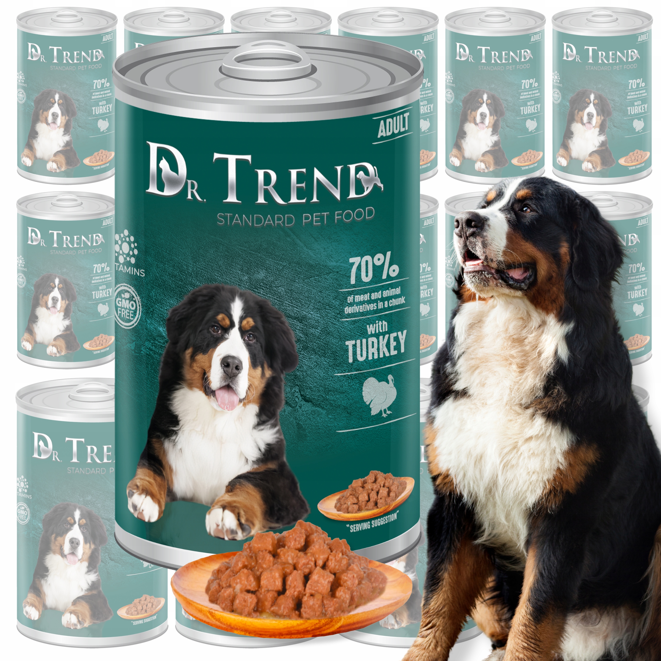 Levně Dr. Trend vlhké krmivo pro psy s krůtím masem 70 % 16 x 1250 g