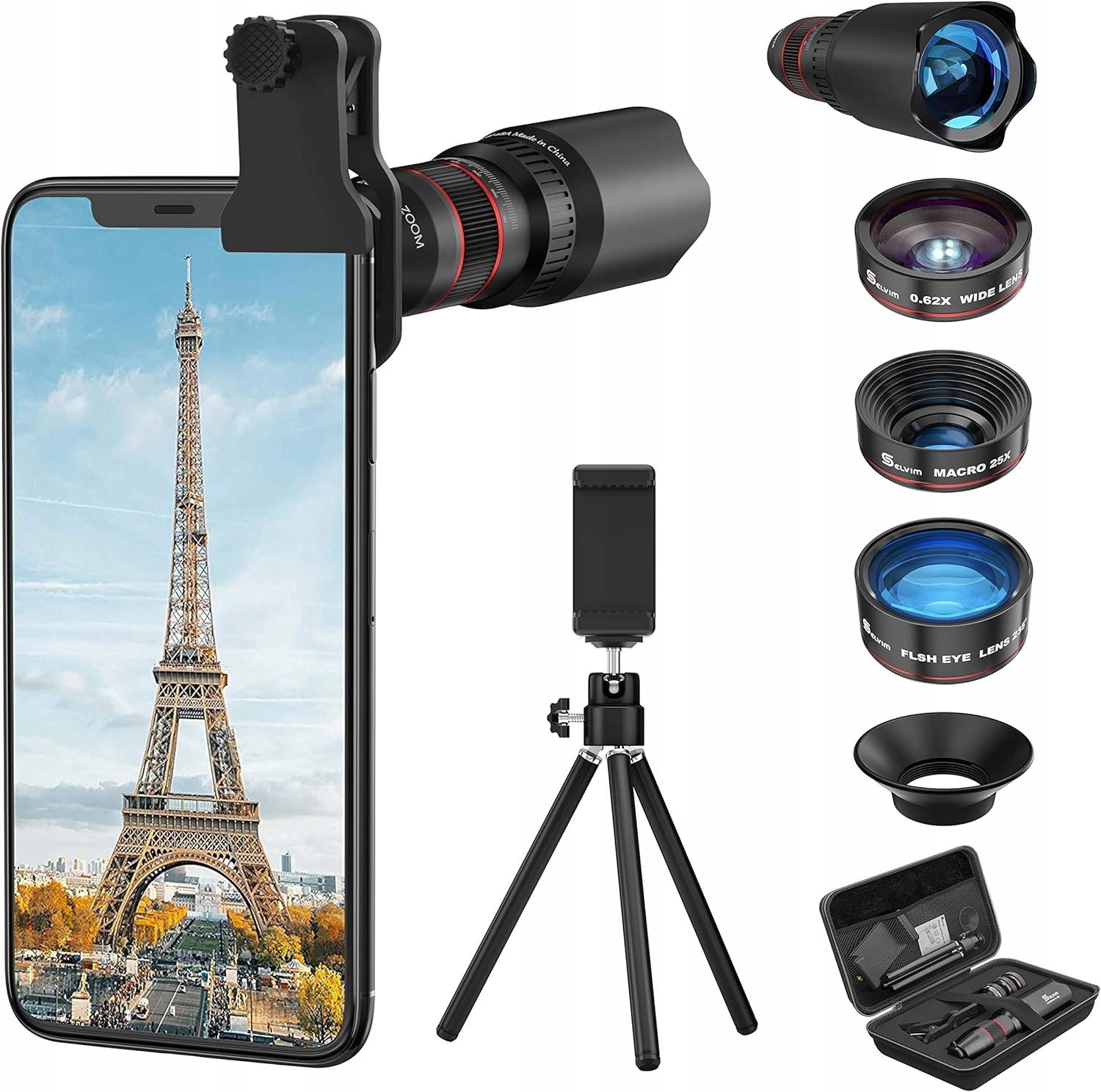Zestaw obiektywów Selvim do smartfona
