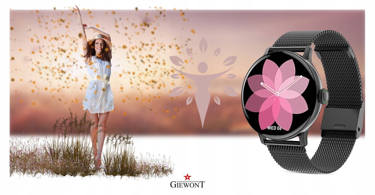 Smartwatch Damski Z Funkcją Rozmowy SMS Ciśnienie Czarny 2 Paski +Ładowarka Rodzaj smartwatch