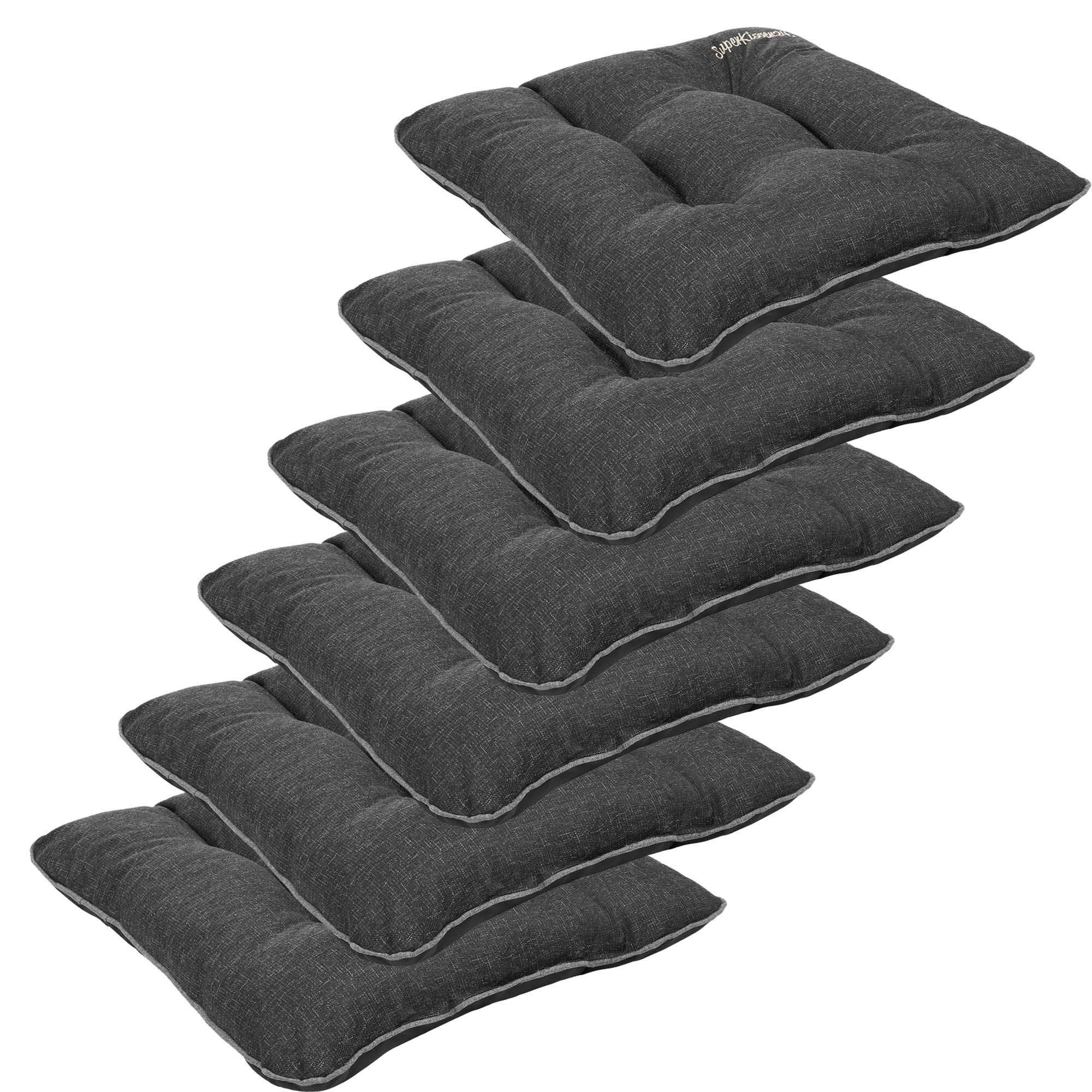 Polštář na židli 45X45 černý len 6 ks sada