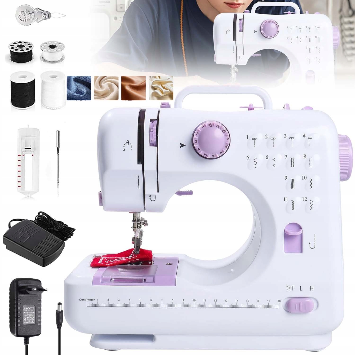 Přenosný Domácí Šicí Stroj, Snadný, Malý, 12 Stehů Krejčovský Set