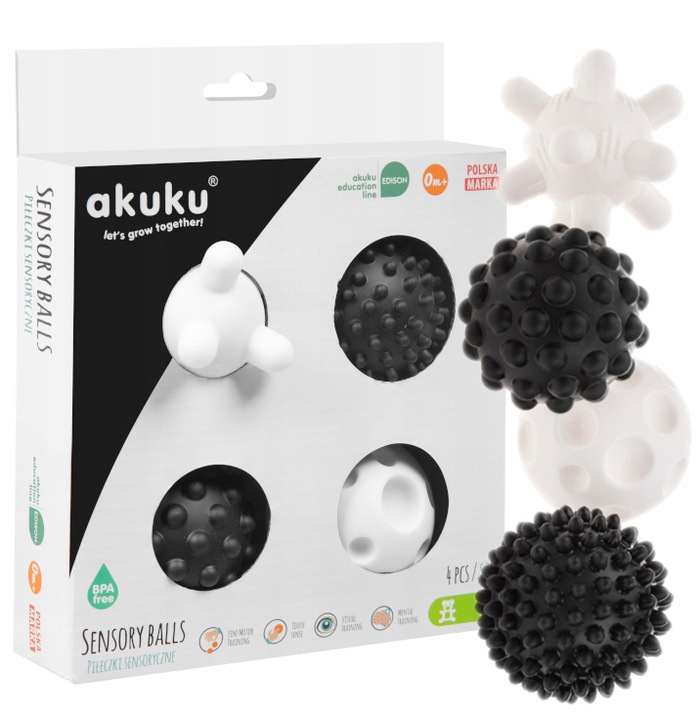 

Akuku Piłeczki Sensoryczne Sensory Czarno-białe