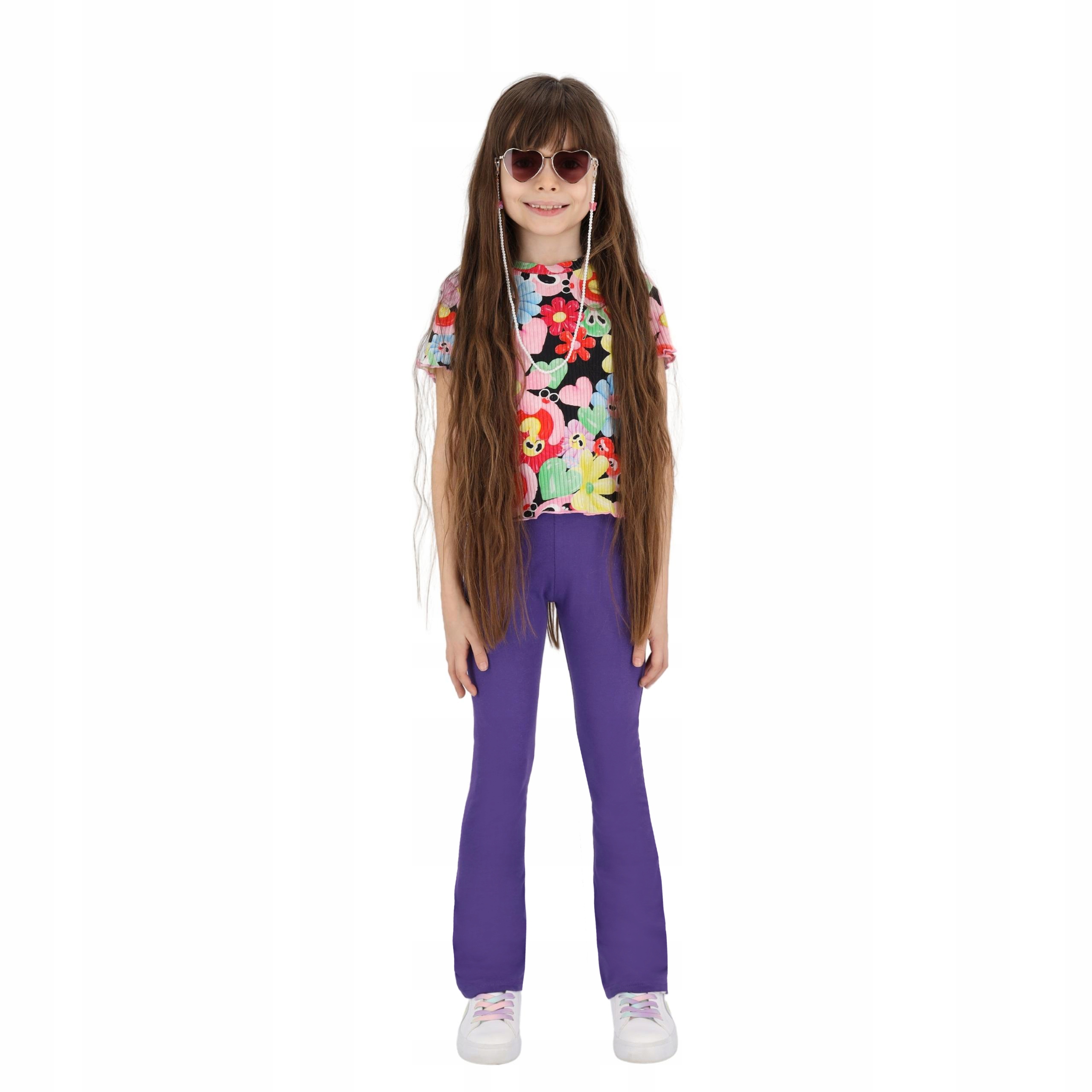 SPODNIE DZWONY DZIEWCZĘCE DRESY BAWEŁNIANE 128 Marka Inna marka