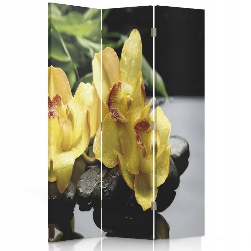 Obojstranný otočný paraván, Čierna žltá orchidea 110x170