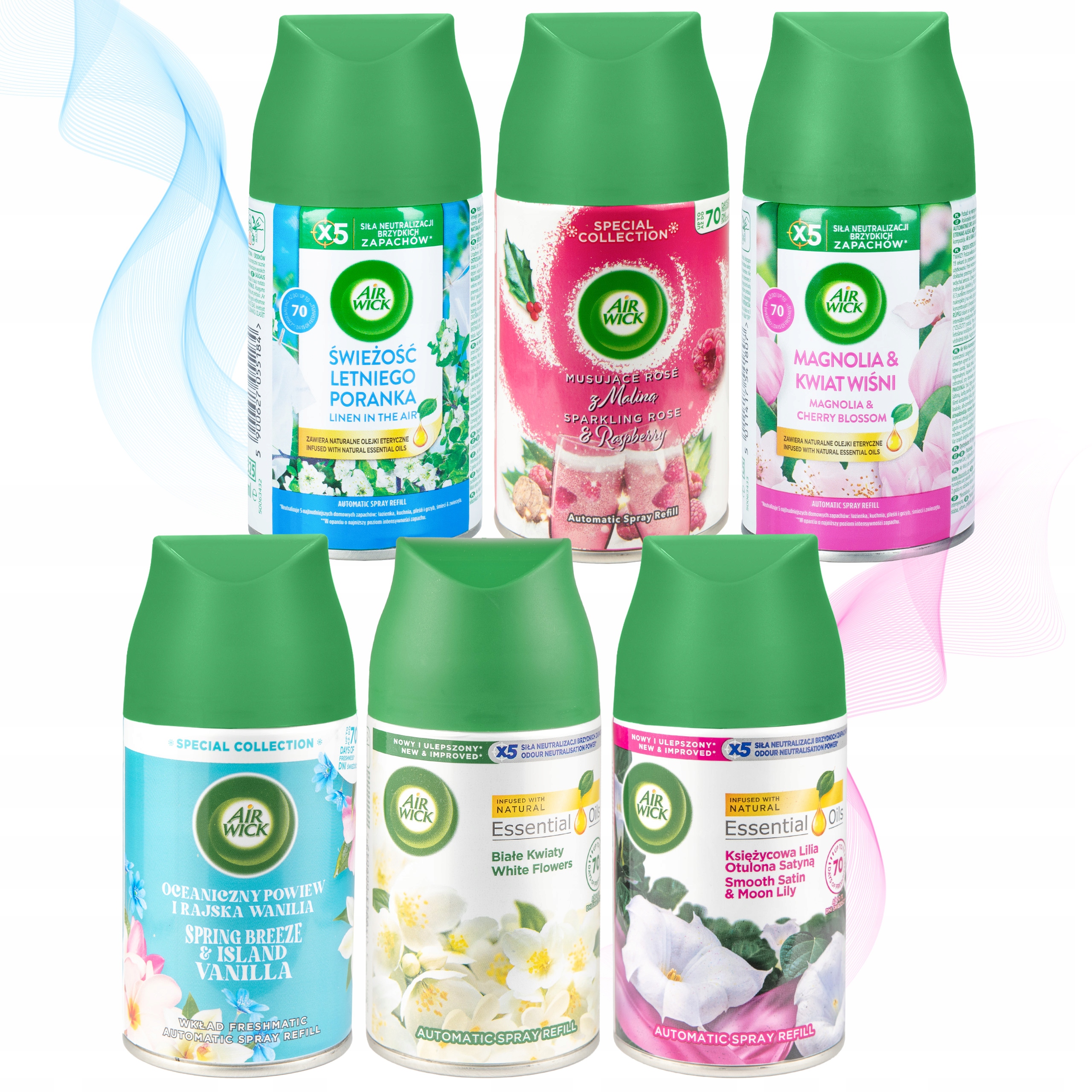 Levně Náplň do osvěžovače Sada Air Wick Freshmatic Zapas Mix Vůně 6 x 250 ml