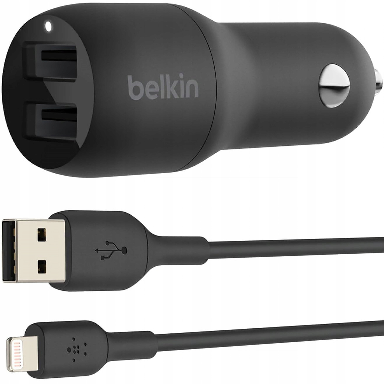 Belkin Ładowarka samochodowa 2x Usb-a 2,4A 12W mała kabel Lightning 1m