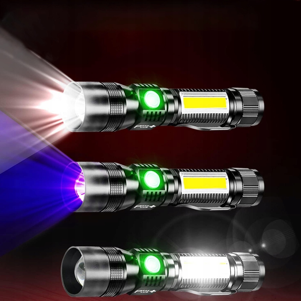 LATARKA UV COB AKU USB DETEKTOR LED ZOOMEM MAGNETYCZNYM Model ///