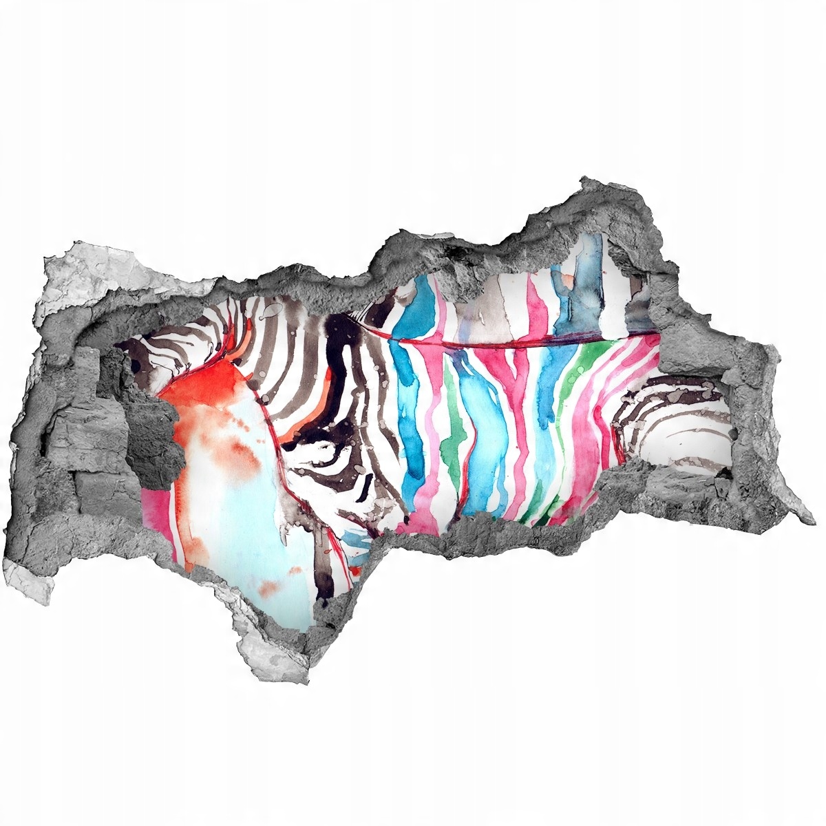 

Samoprzylepna dziura ścienna 3D Kolorowa zebra