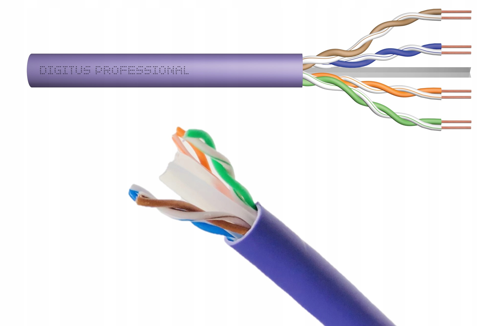 Internetový kábel inštalačná krútená dvojlinka kat.6 U/utp drôt fialový 100 m