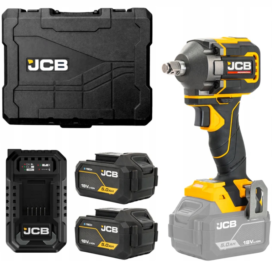 Akumulátorový Rázový Utahovák 18V 350NM Baterie 2X5AH Nabíječka 4,5A Kufr