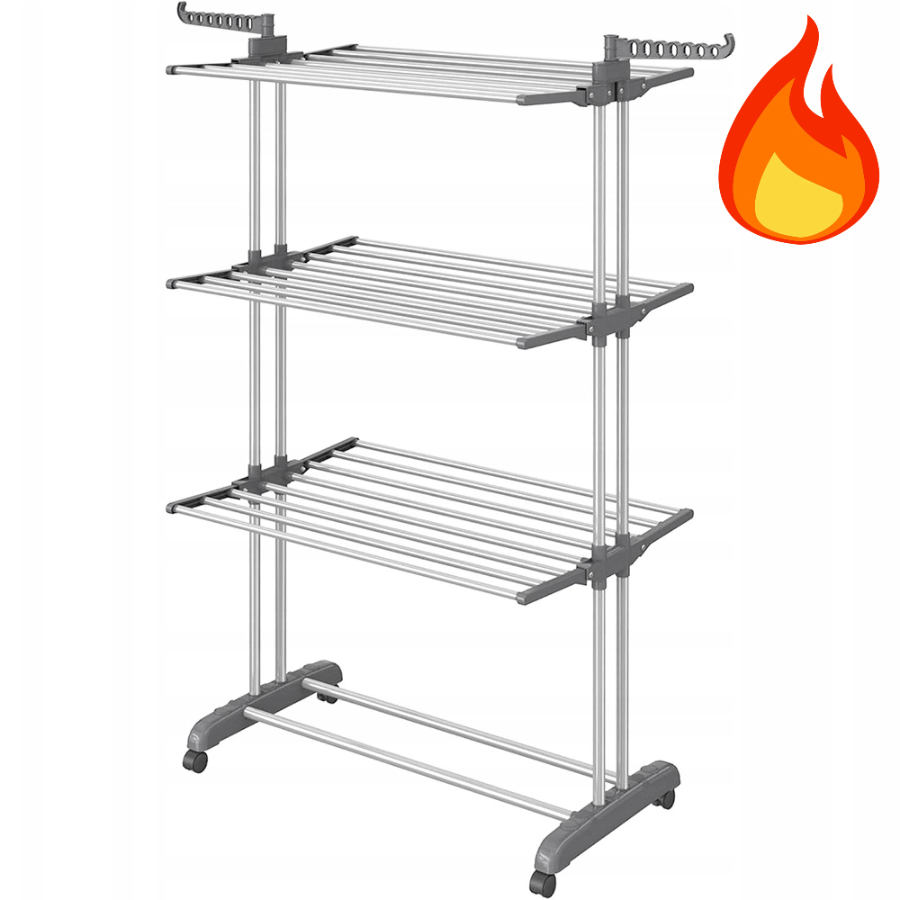 Levně Věžová Sušák na prádlo 3 úrovně Šedá 170x74x64 cm pro balkon