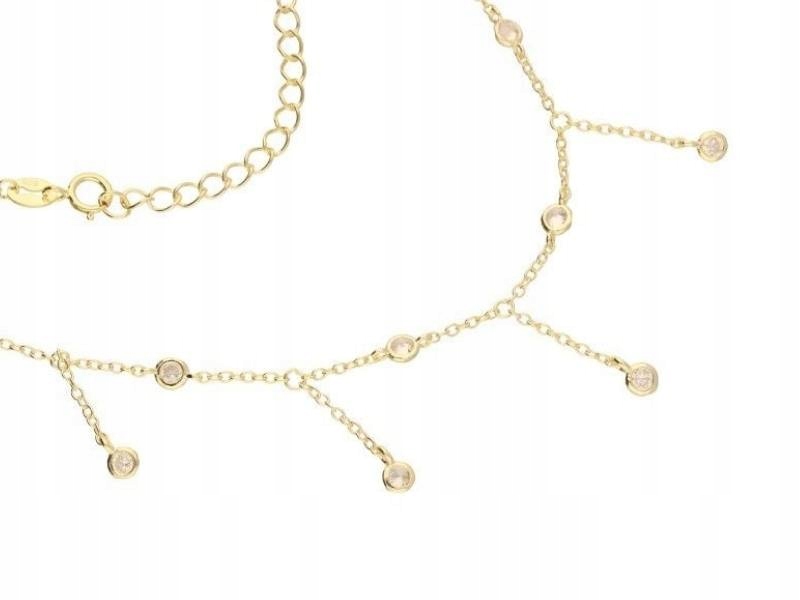 Stříbrný náhrdelník 925 pozlacený se zirkony a přívěskem, módní dámský vzor