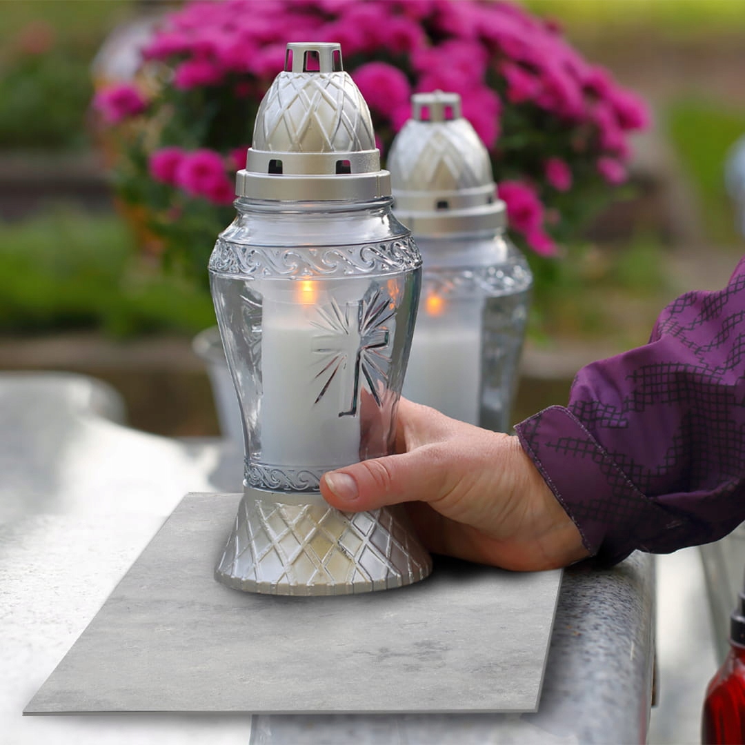 SZKLANA PODSTAWKA POD ZNICZE 60x20cm Beton 275c Szerokość produktu 20 cm