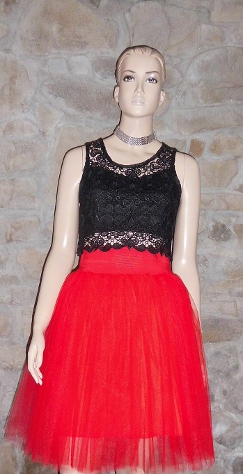 SPÓDNICA DAMSKA CZERWONA TIULOWA ROZM.M