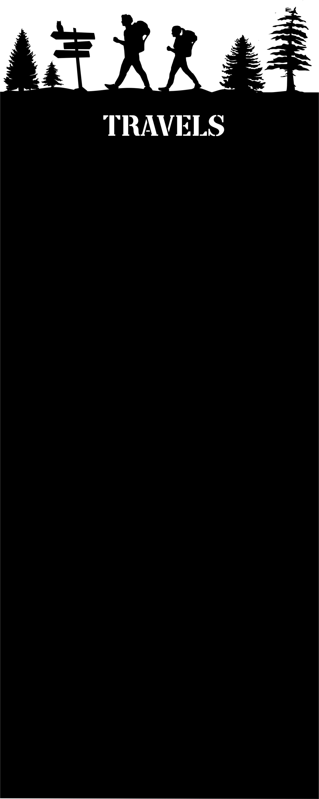 Tabule na magnety obdélník nápis Travels rodina, stromy, cestování 100x40