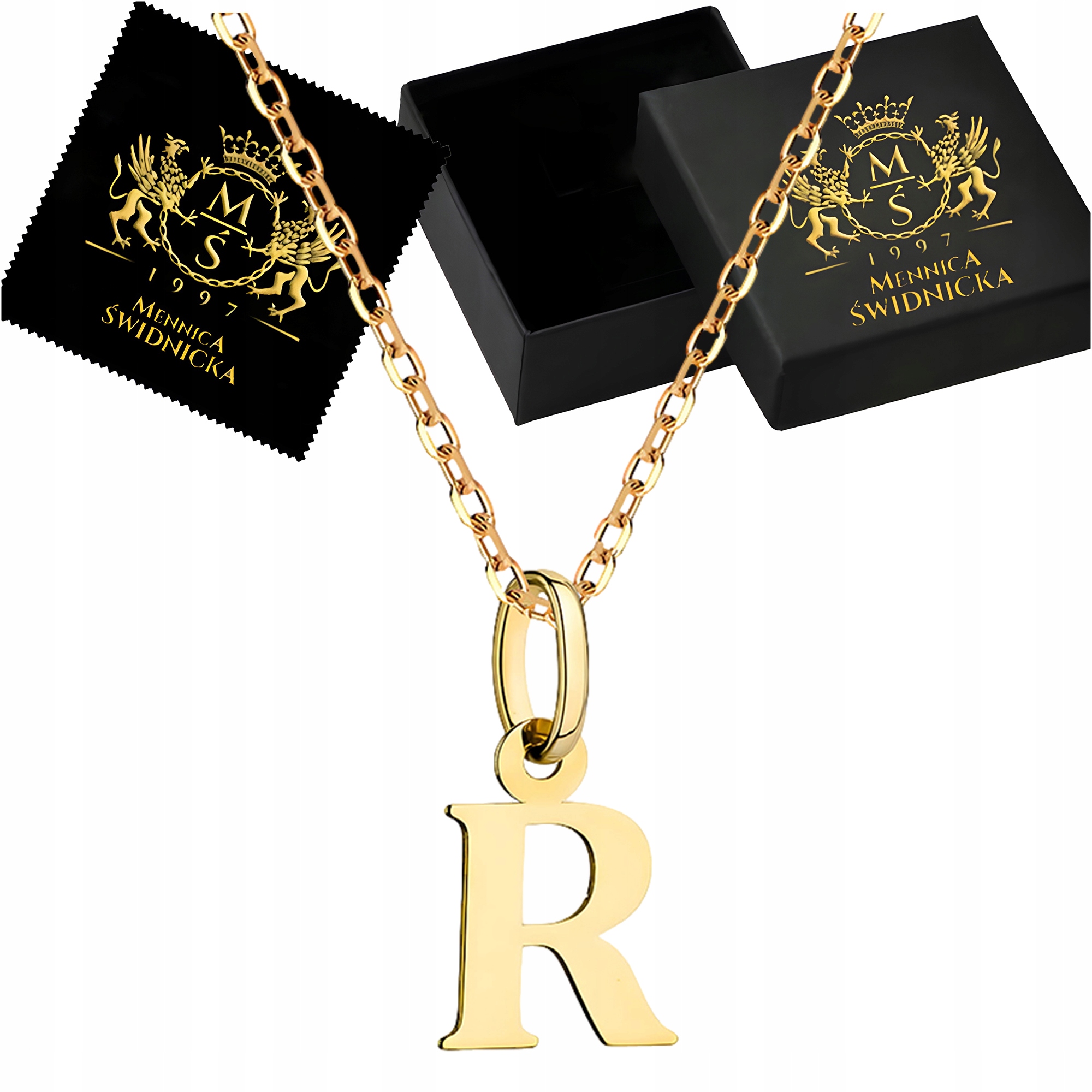 Náhrdelník Zlaté písmenko R Řetízek a přívěsek Zlato 585 Módní pro ženy