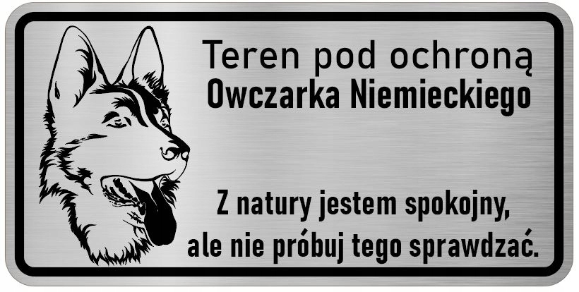 

Uwaga pies tabliczka info. Owczarek Niemiecki